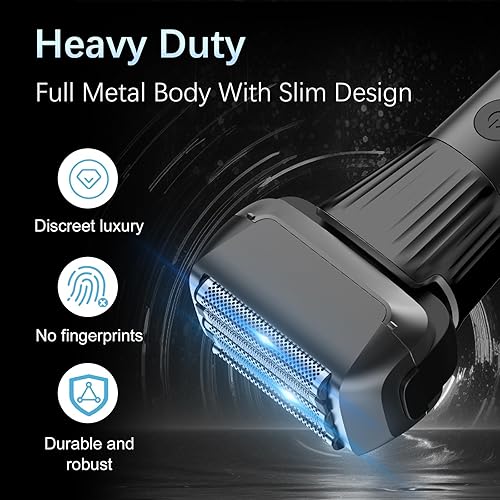 Miniatura 7 de Maquinilla de afeitar eléctrica para hombres, afeitadora eléctrica de 2 velocidades de 5 cuchillas para hombres, inalámbrica, recargable, afeitadora