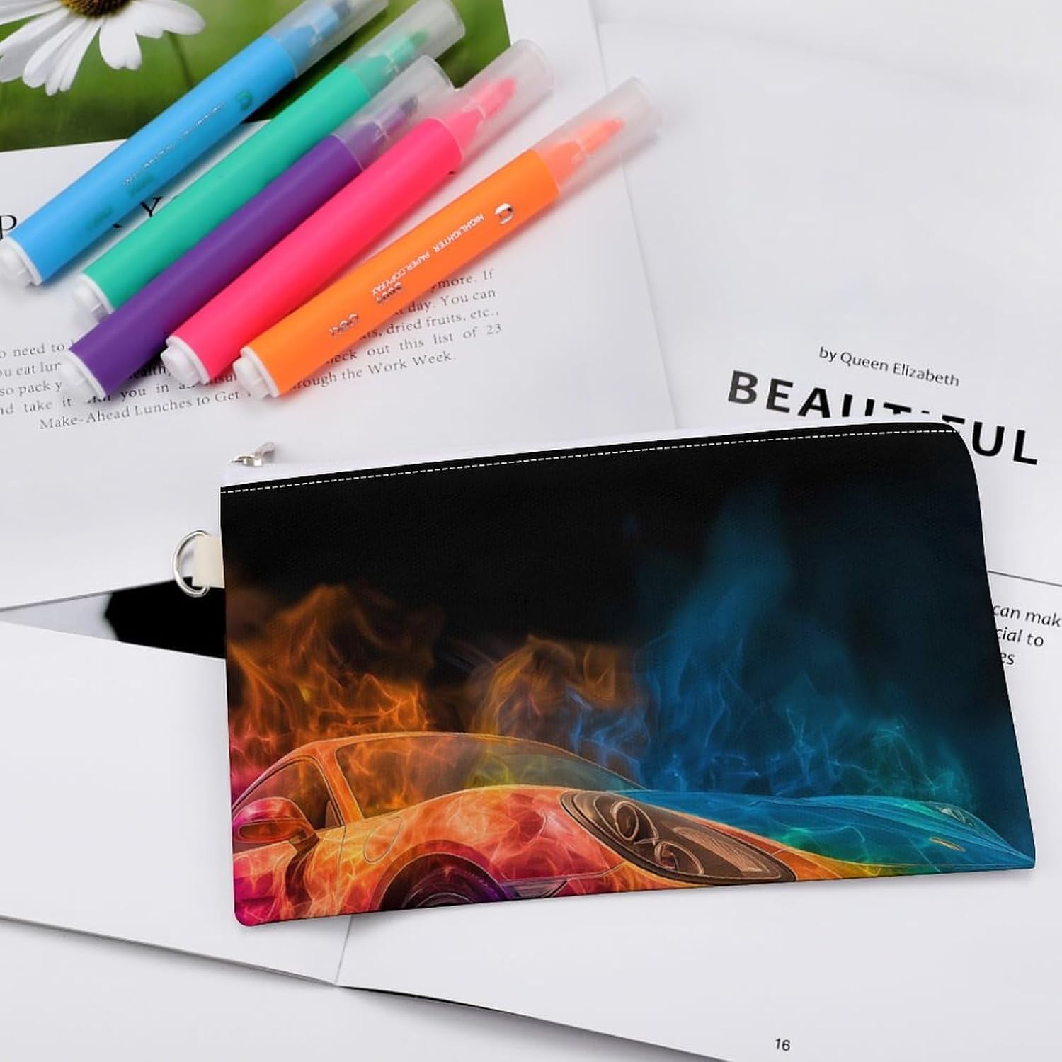 Colorful Sports Car Coin Purse Pouch Change Holder With Zip Canvas Clutch Card Wallet for Women Men
