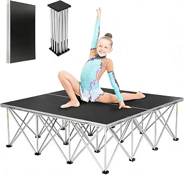 Portable Stage Platform 4x4, Foldable Small Stage Platform 48 L*16H, Load Capacity of 700kg/1540lbs, Easy to Carry/Assemble Platform Stage for Band Events School Wedding Drums Concerts Bars