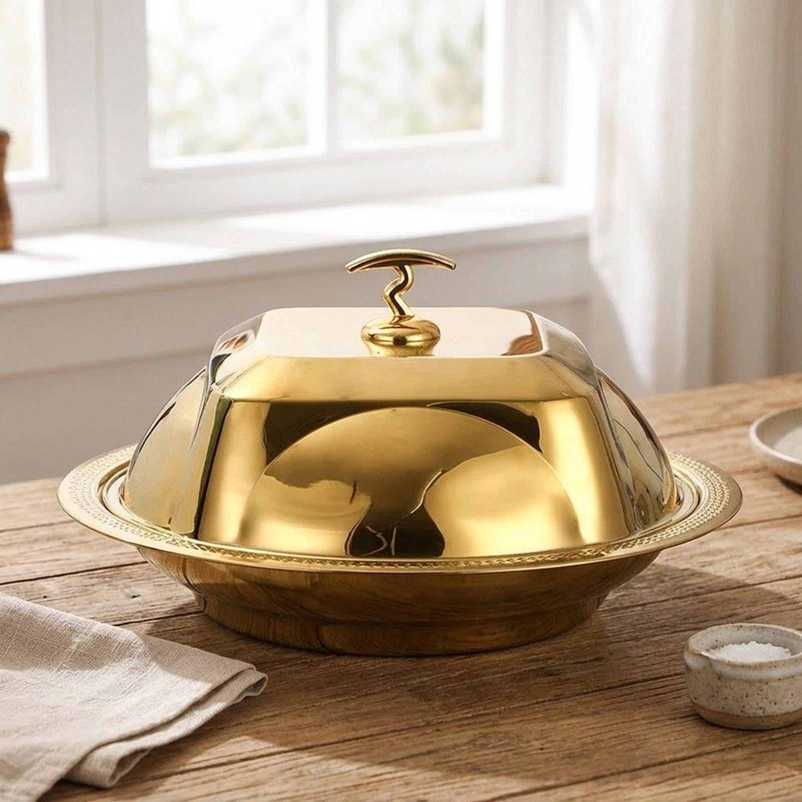 Coperchio a Cupola in Acciaio Inox per Alimenti, Piatto Da Portata, Coperchio per Cottura a Vapore, Coperchio per Dessert, Ideale per Feste E Ristoran, 40 Cm