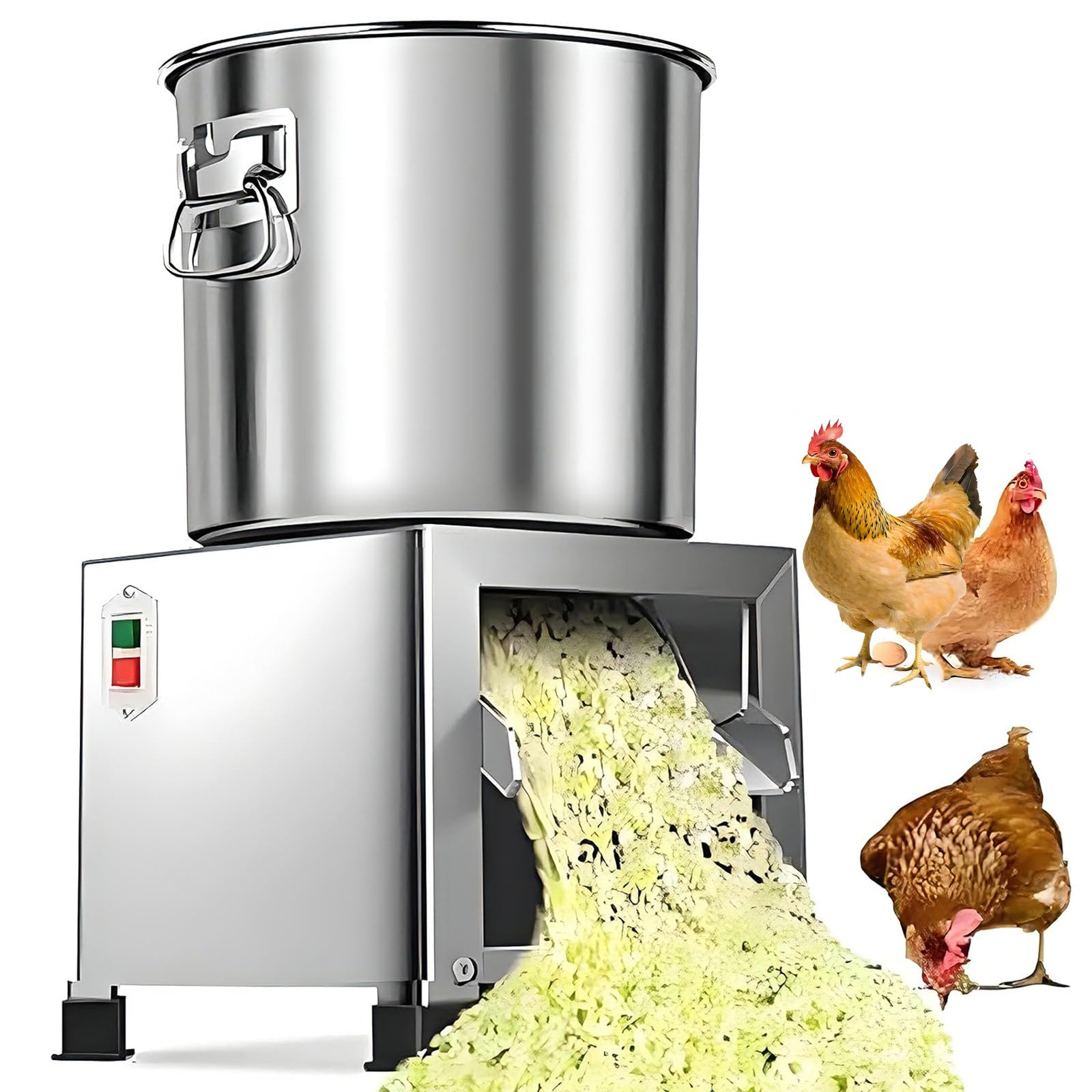 Trituradora Cría, Procesador Piensos for Aves Corral con 4 Cuchillas, 3500RPM,Picadora Verduras Acero Inoxidable,Puerto Alimentación Grande para Pastos Y Alimento De Ganado 1800W