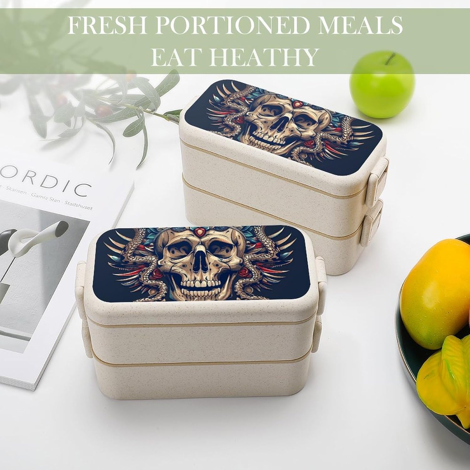 Lunch Box Bento Premium With Egyptian Necklace Printed Bento Box Bento with Spoon And Fork with Compartment Containers Suitable for Men And Women, style