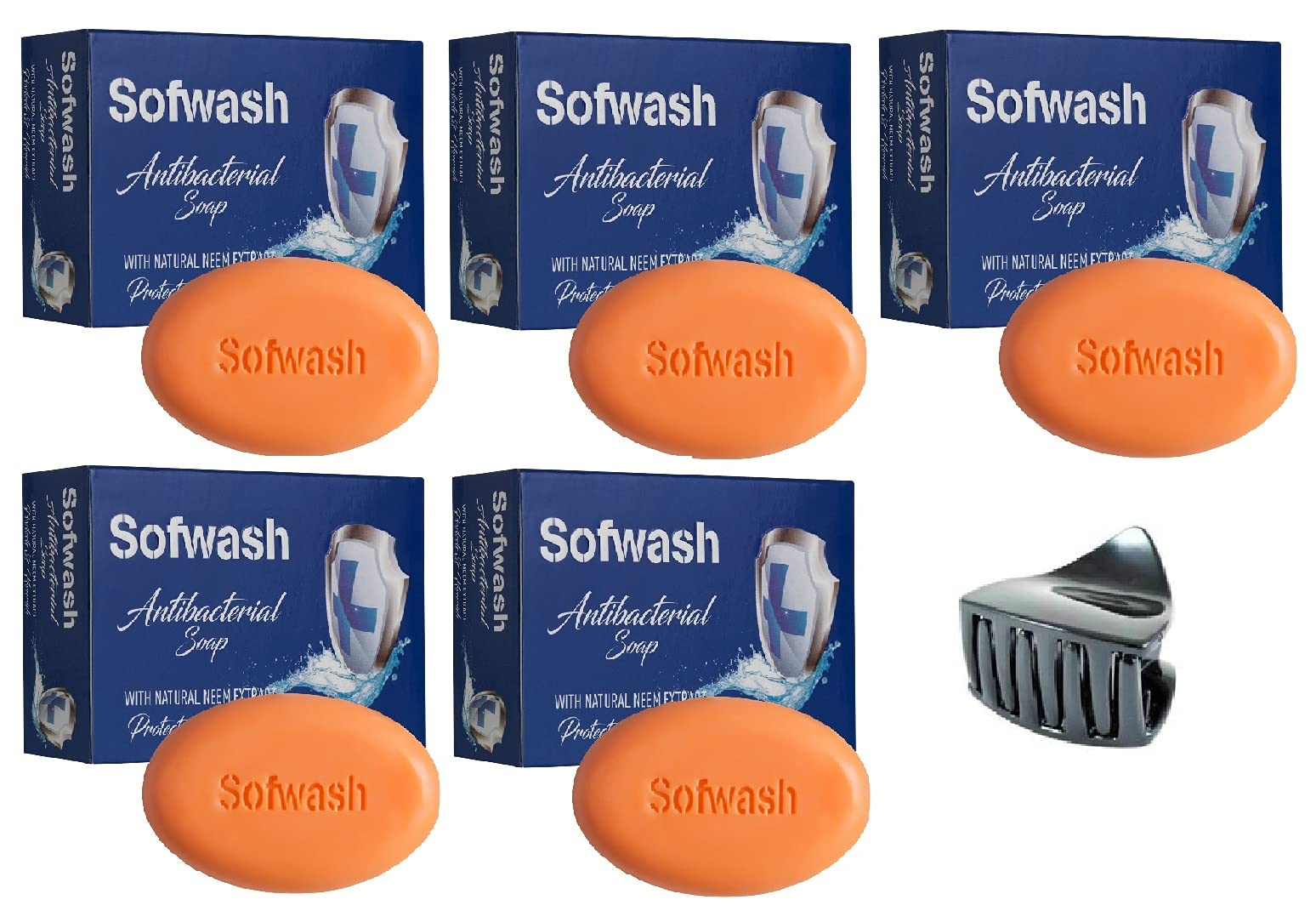ModicareSofwash Anti-Bacterial Soap (Set Of 5 Soaps) + Hairpin Free