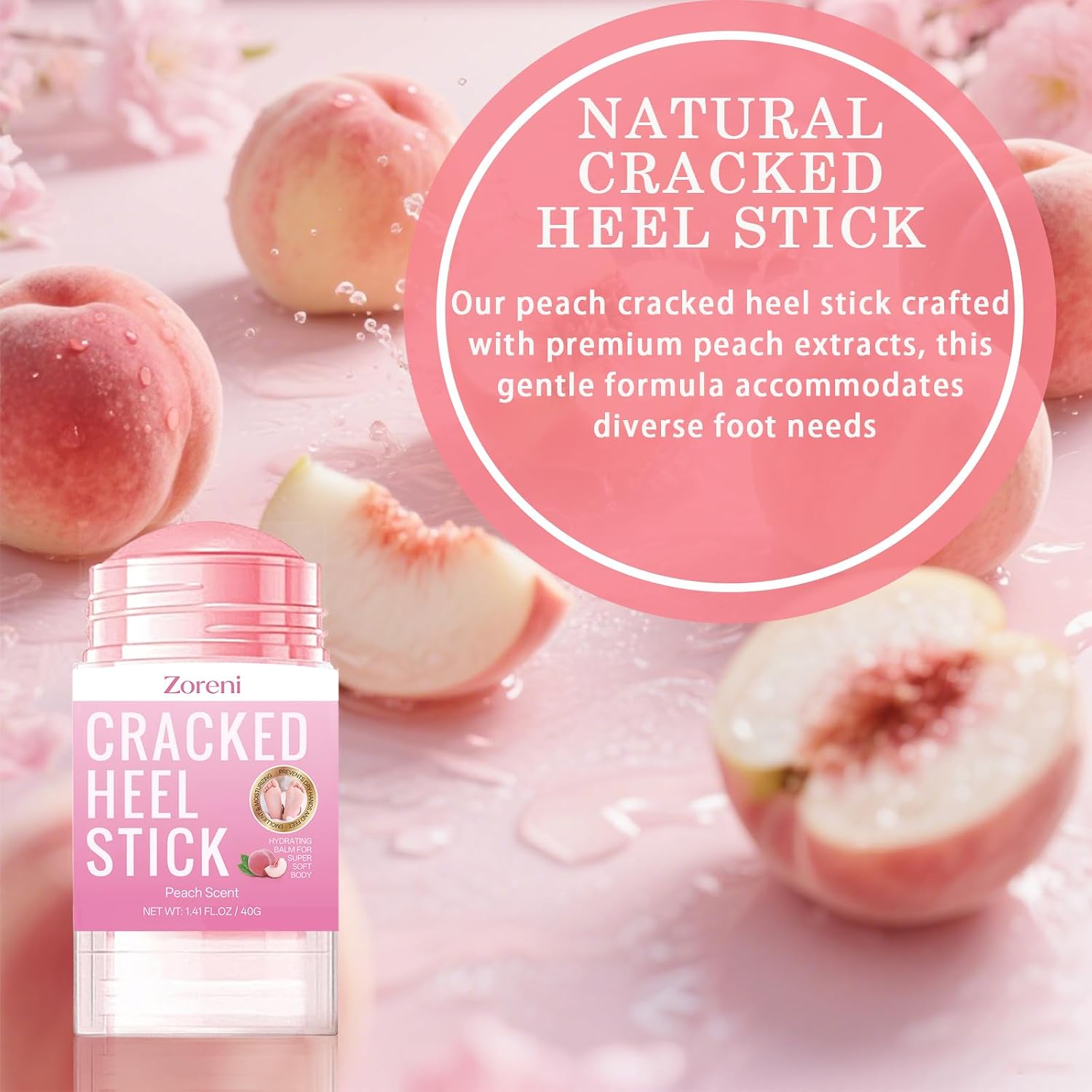 2pcs Hydrating and Anti-Cracking Foot Cream, 2026 Cracked Heel Stick,Foot Cream for Dry Cracked Heels and Feet Women or Men(Peach and Honey)