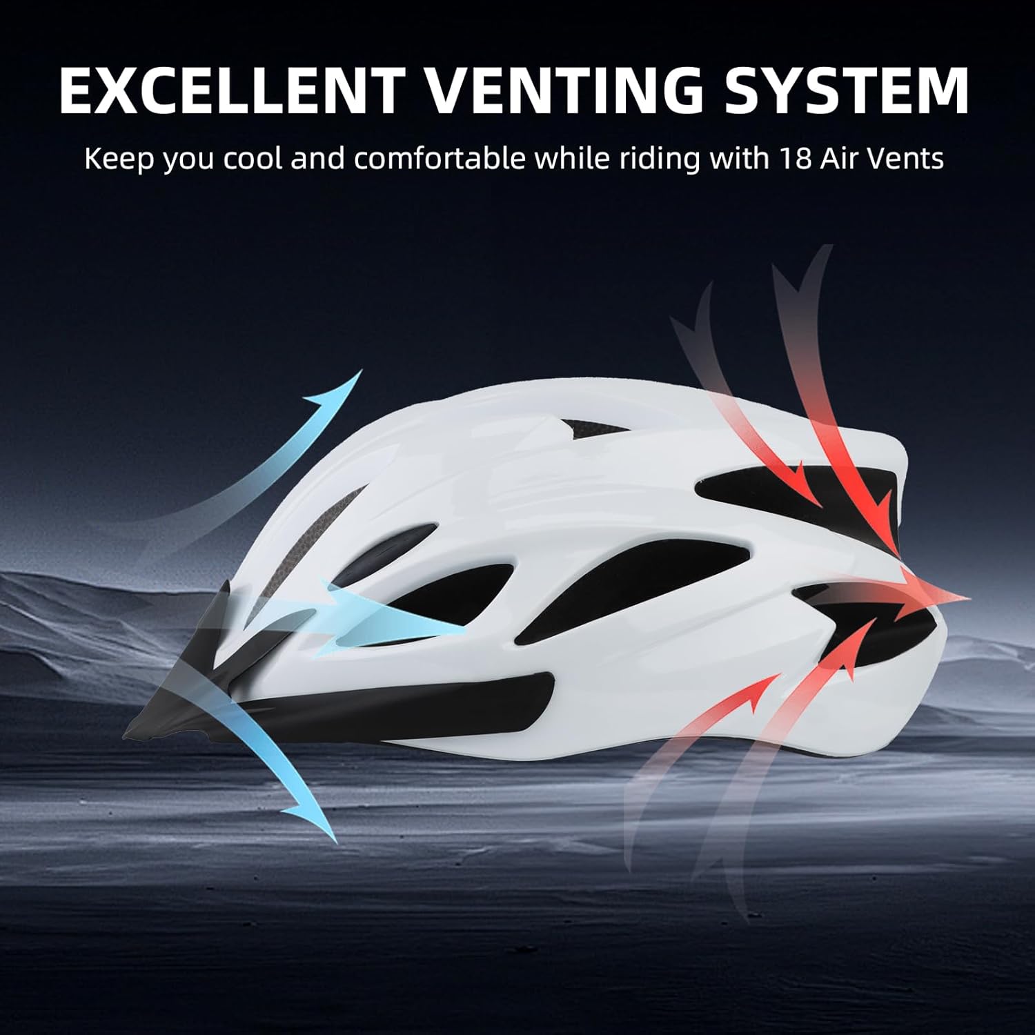 Adult Cycling Bike Helmet, Lightweight and Adjustable with Pads&Visor for Men and Women,Premium Quality Airflow Unisex Bicycle Helmet,Suggested Fit 58-61 cm