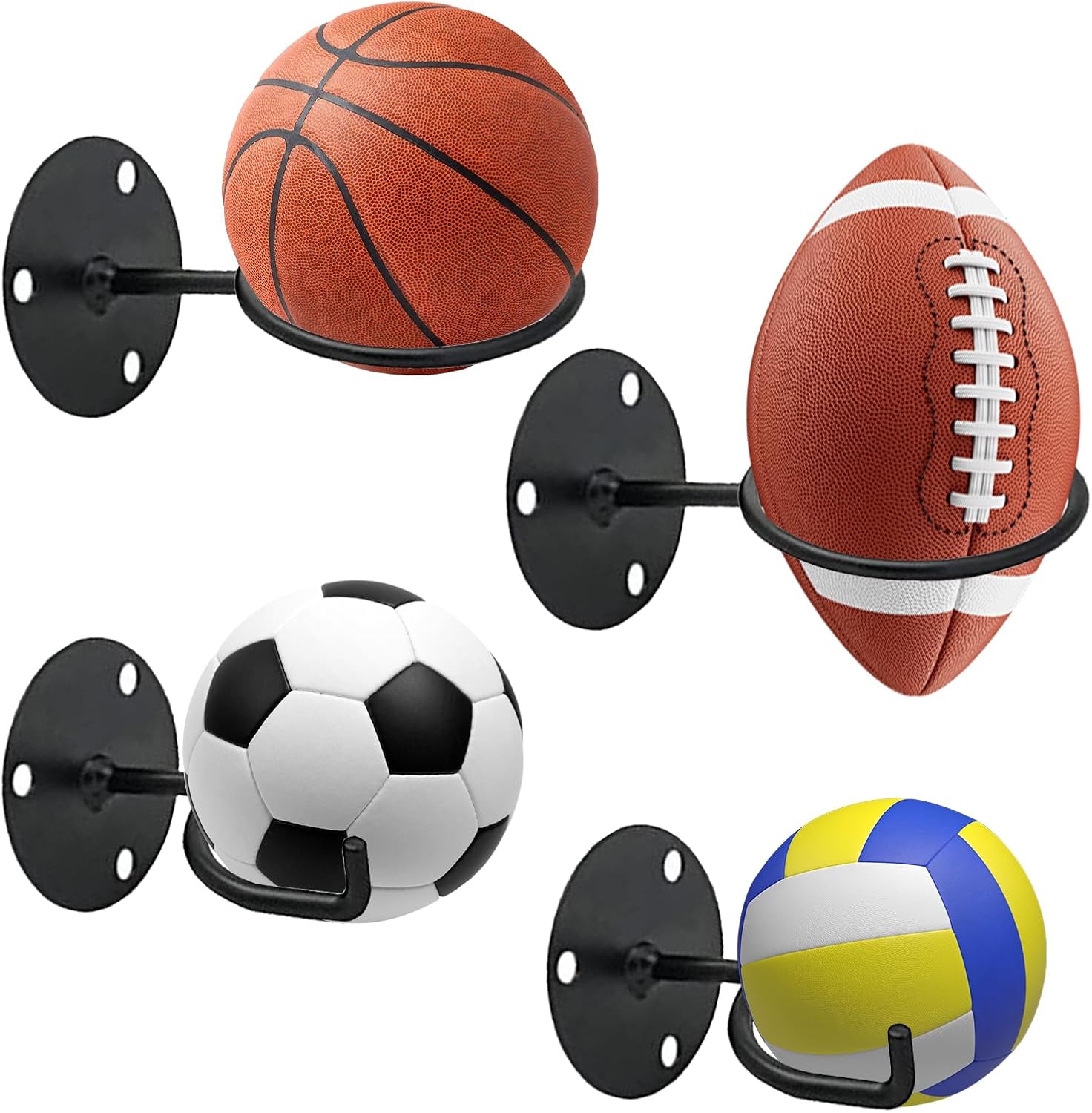 Support Mural Pour Ballons - Rack De Rangement Stable Pour Basketball, Football, Ballon Médical - Gain De Place Pour Salle De Sport