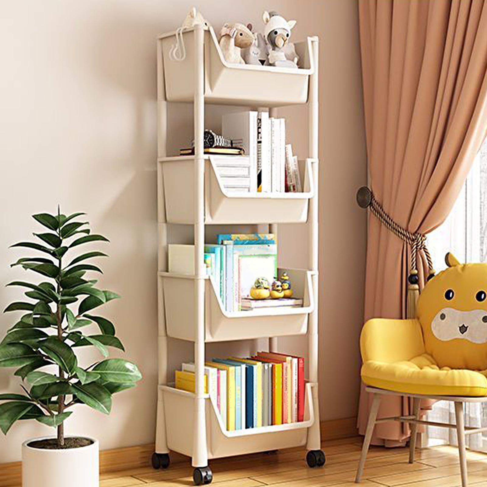 Chariot De Rangement Roulant Multi-étages - Dimensions Réglables (2 à 5 Niveaux) | Pour Maison, Bureau, école | Léger Et Mobile