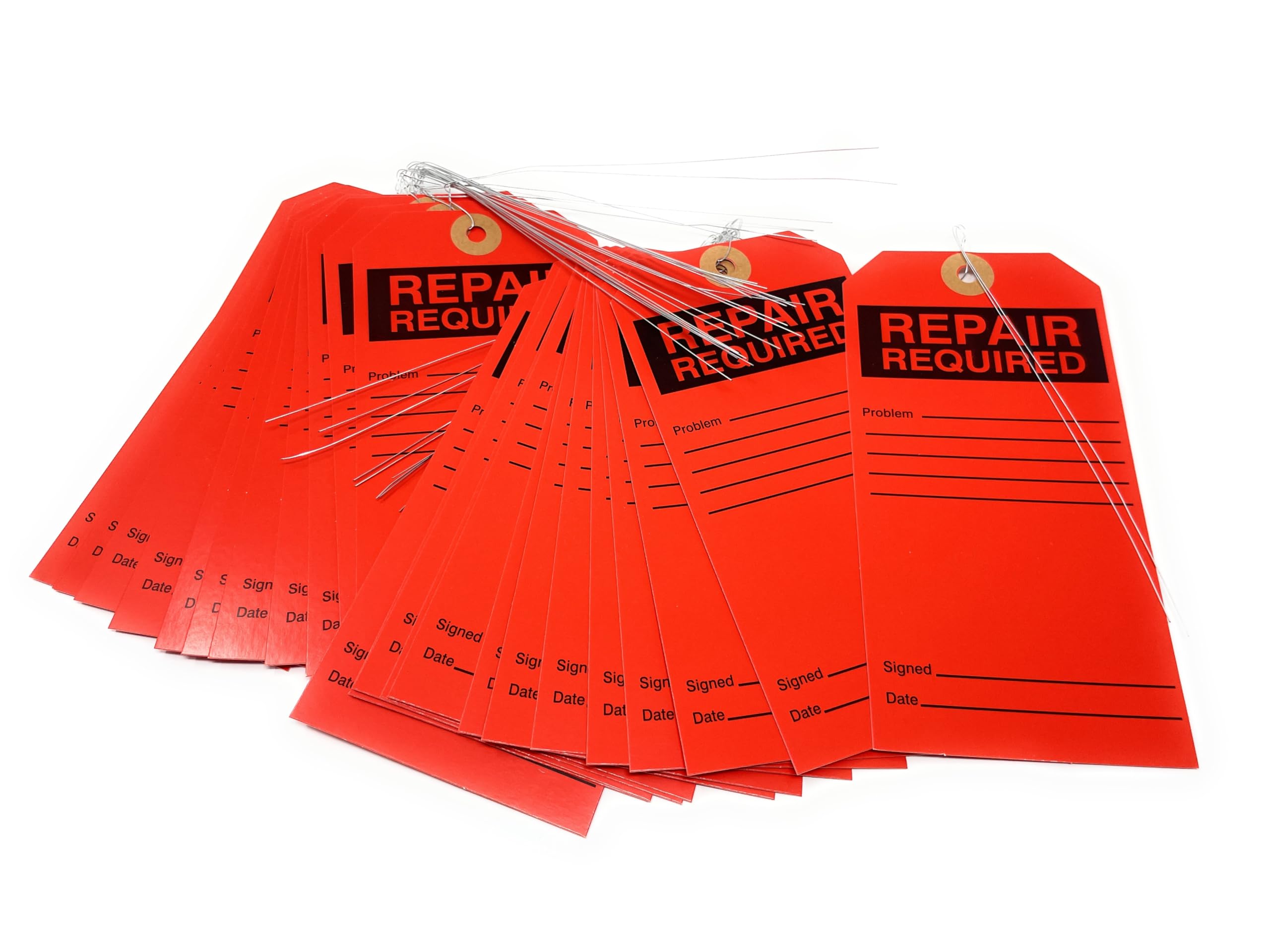 Valchemist Repair Required Red Tags with Wire Maintenance Out of Service Tag Pack of 25