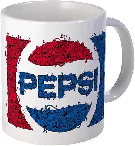 CafePress Pepsi Logo Doodle - Taza de café de cerámica, taza de té, 11 onzas