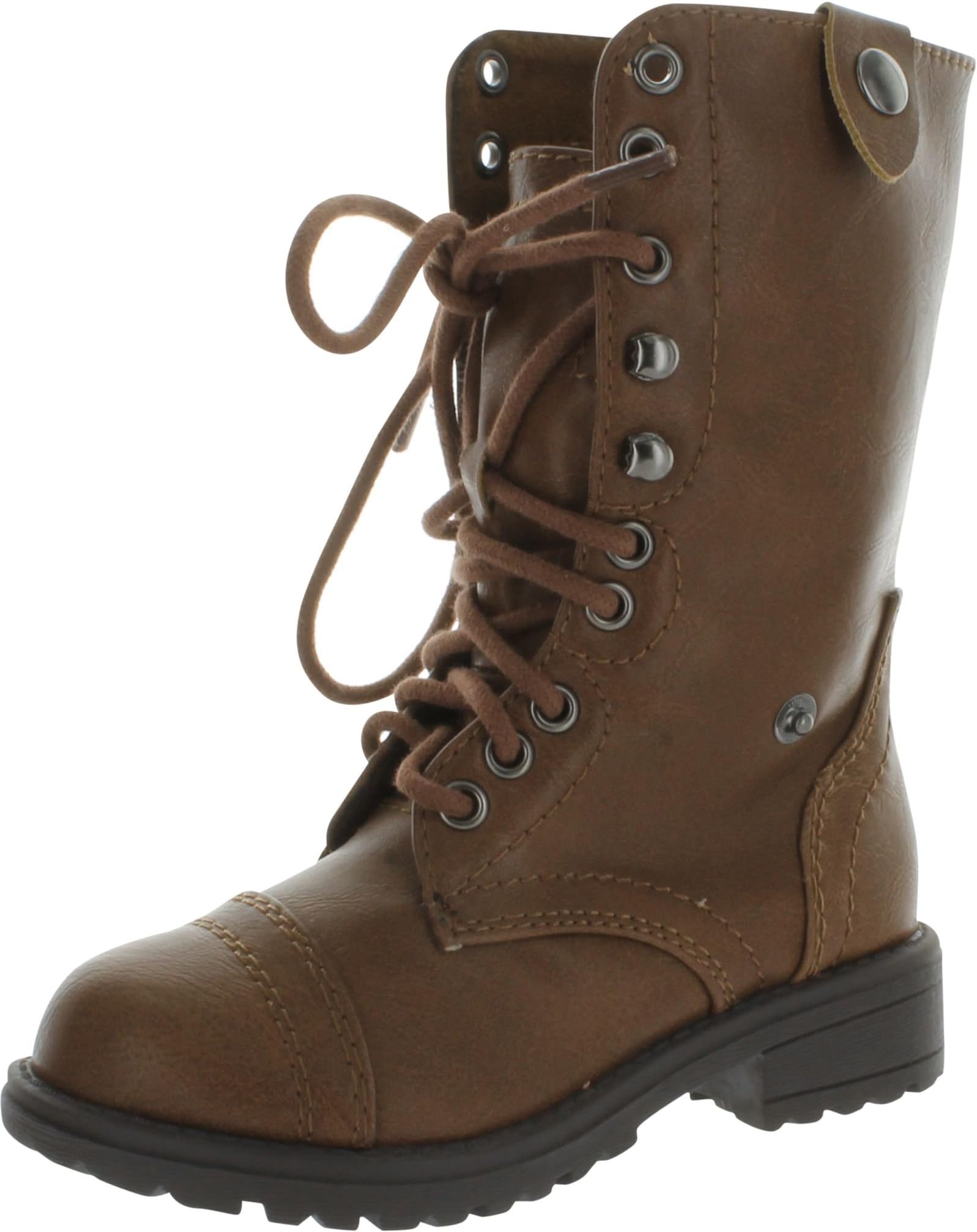 Happy Soda Oralee IIS Little Girls Military Lace-Up Fold Over Combat Boots