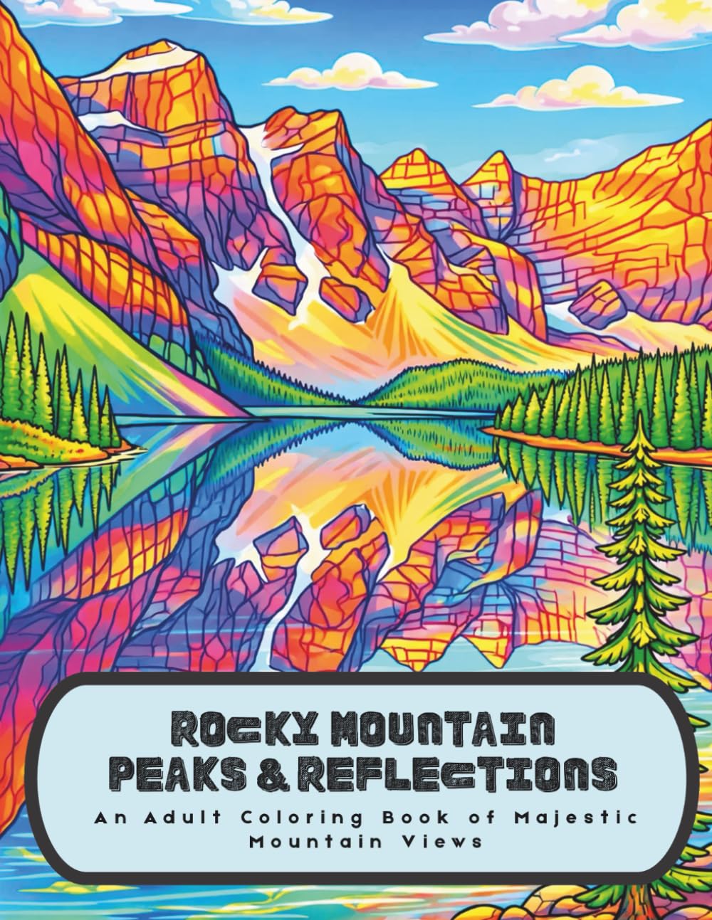 Rocky Mountain Peaks & Reflections: An Adult Coloring Book of Majestic Mountain Views