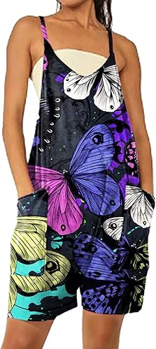 Women's Sleeveless Rompers Straps Soft Pants Overall Jumpsuits Fashion Free ColorRed Rompers with Pockets