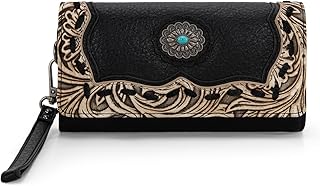 Trinity Ranch Wristlet Wallets for Women Western Wristlet Purse with Detachable Floral Tooled Concho