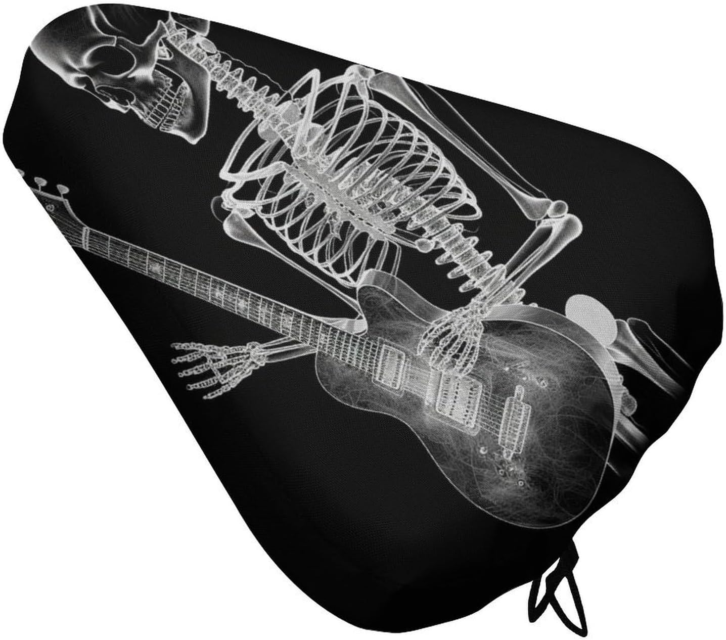 Skull Skeleton Playing Guitar Bike Seat Cover Water-Repellent Exercise Bike Seat Cushion Bicycle Saddle Cover with Drawstring Rain Snow Dust Covers for City Mountain Road Biking