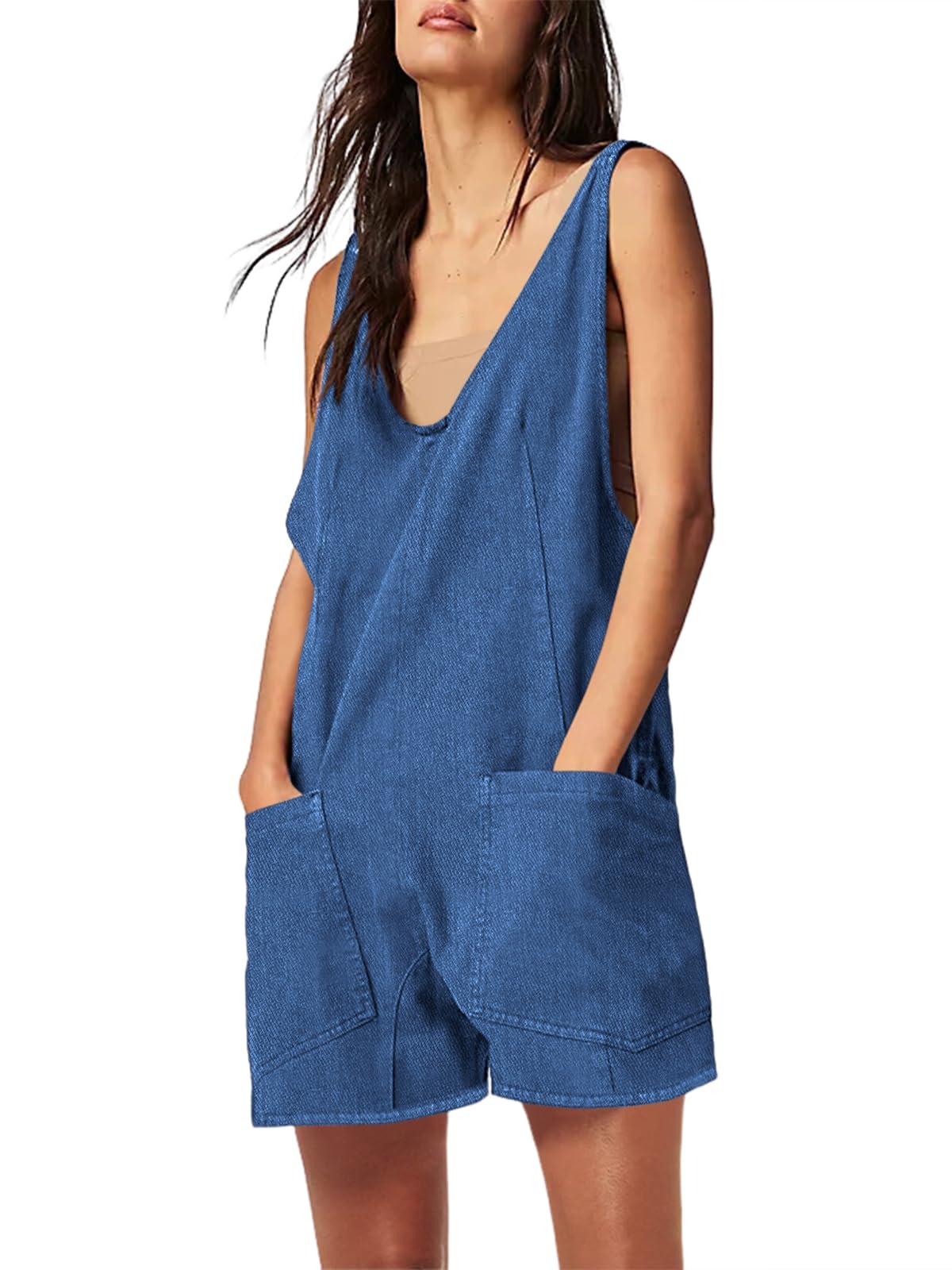 Short d'été décontracté en jean sans manches avec coupe fluide et légère - 8