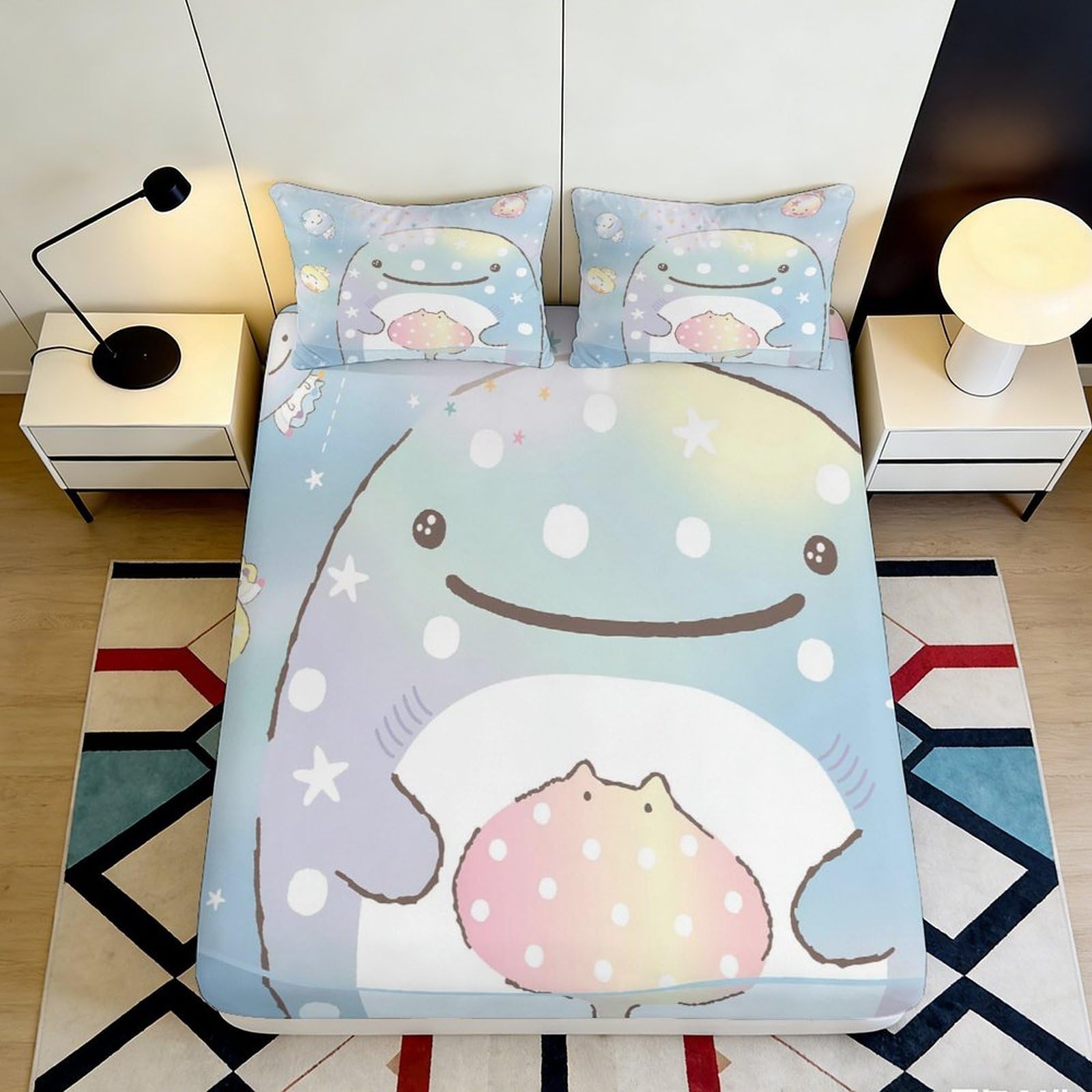 Jqzkxnhpbr Style-6 3D Printed Cute Dinosaur Fitted Sheet Microfiber Soft Pastel Cartoon Bed Cover For Bedroom Dorm All Ages 90X200x25cm