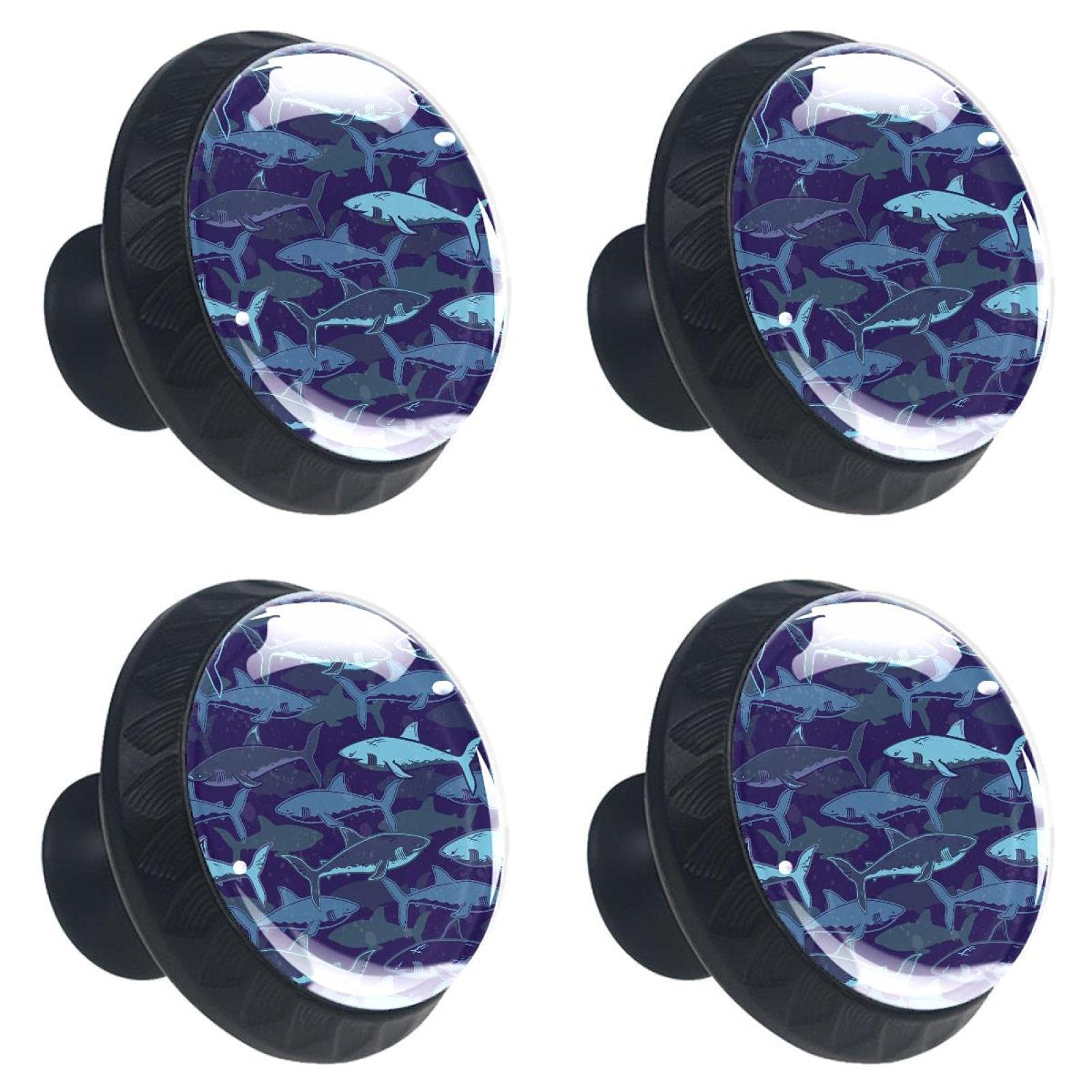 Boutons de tiroir multicolores en verre bleu marine pour armoire et bureau Lot de 4