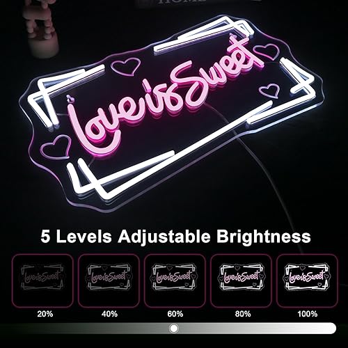 Vista 39 de Lucunstar Letrero de neón con texto en inglés "You're Like Really Pretty Neon", luz LED de neón rosa para decoración de pared, letrero de luz