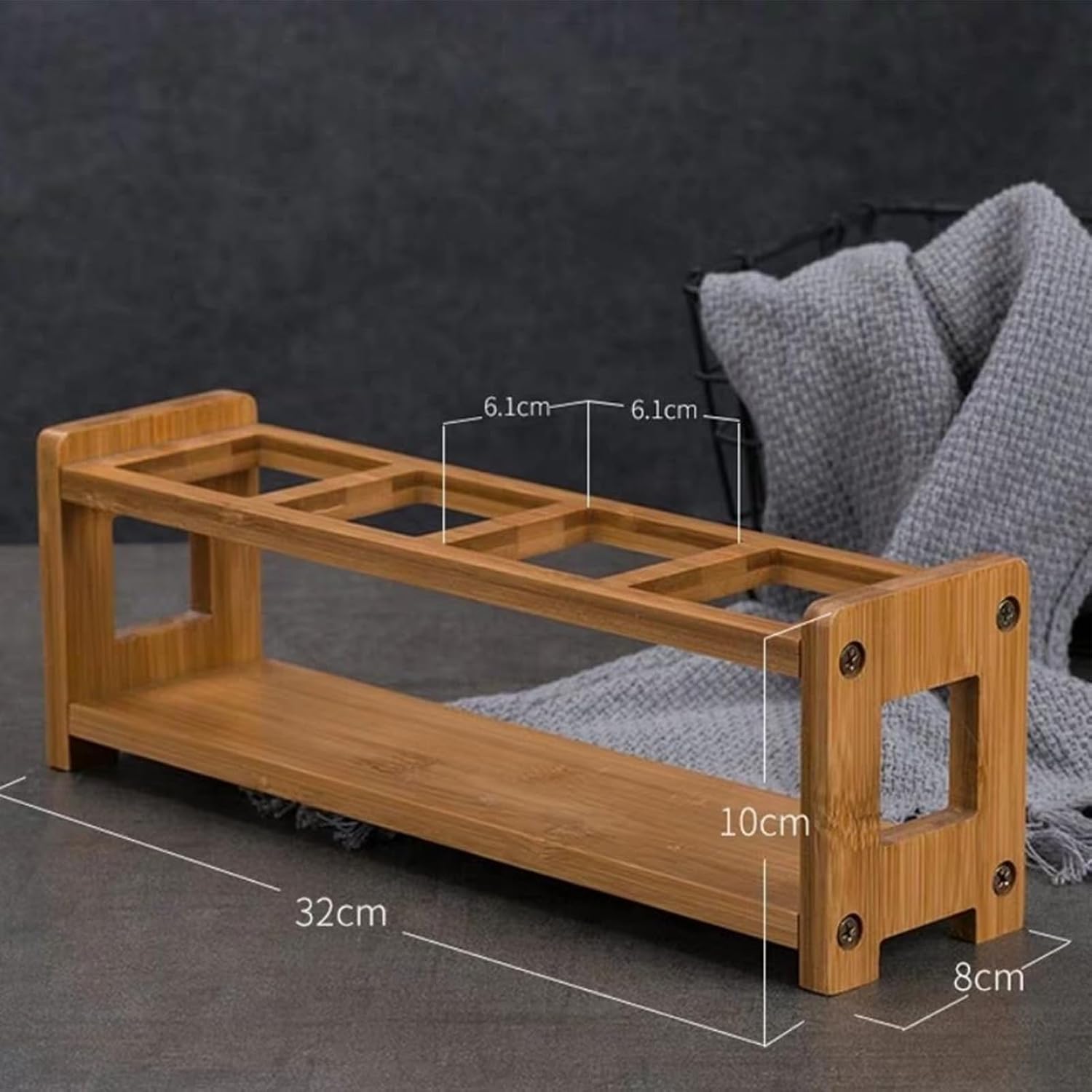 Wood Bottle Rack Oil Bottle Rack Kitchen Rack Seasoning Storage Stand 4 Holes Multifunctional Anti Slip Space Saving Oil Bottle Rack Kitchen Supplies ( Slots)