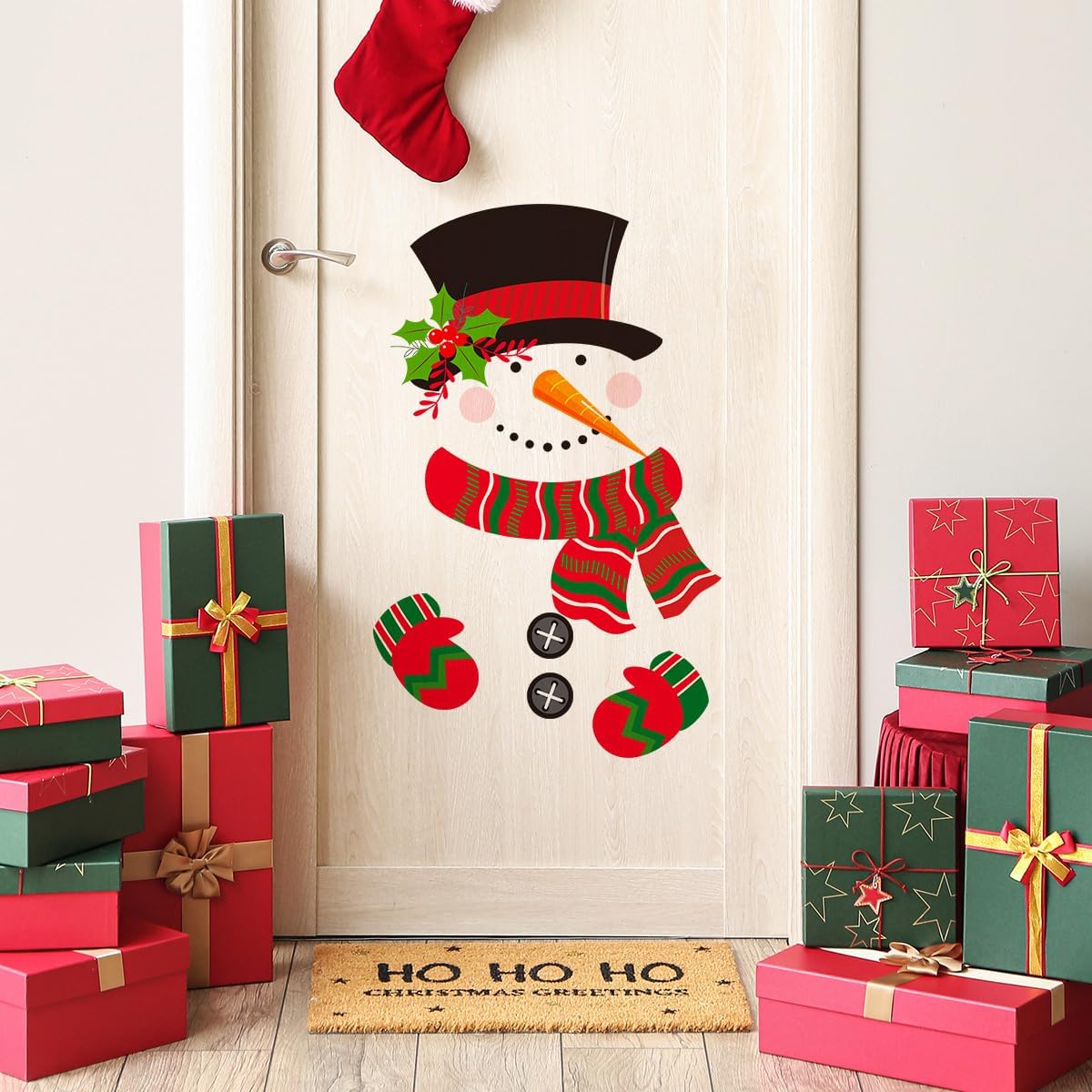 2 Sheets Christmas Toilet Stickers Snowman Scarf Toilet Cover Decals Self-Adhesive Toilet Lid Bathroom Wall Sticker for Xmas Winter Party Home Decoration