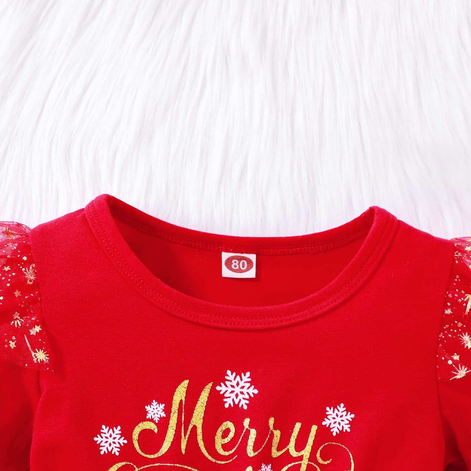 Conjunto de 2 piezas de vestido de tutú de tul de manga larga con estampado de letras, estrella, princesa, vestido de Navidad para niña pequeña