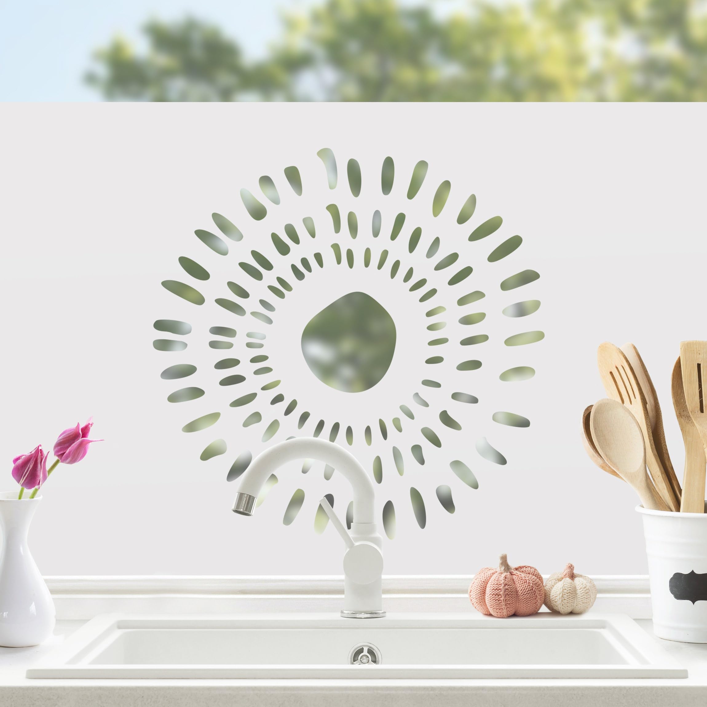 Fensterfolie statisch haftend Muster Sichtschutz Milchglas - Made in Germany - Motiv Abstrakt Blickdicht Scheibe Innen Schlafzimmer Wohnzimmer Küche Glas 1679 (60x60cm)