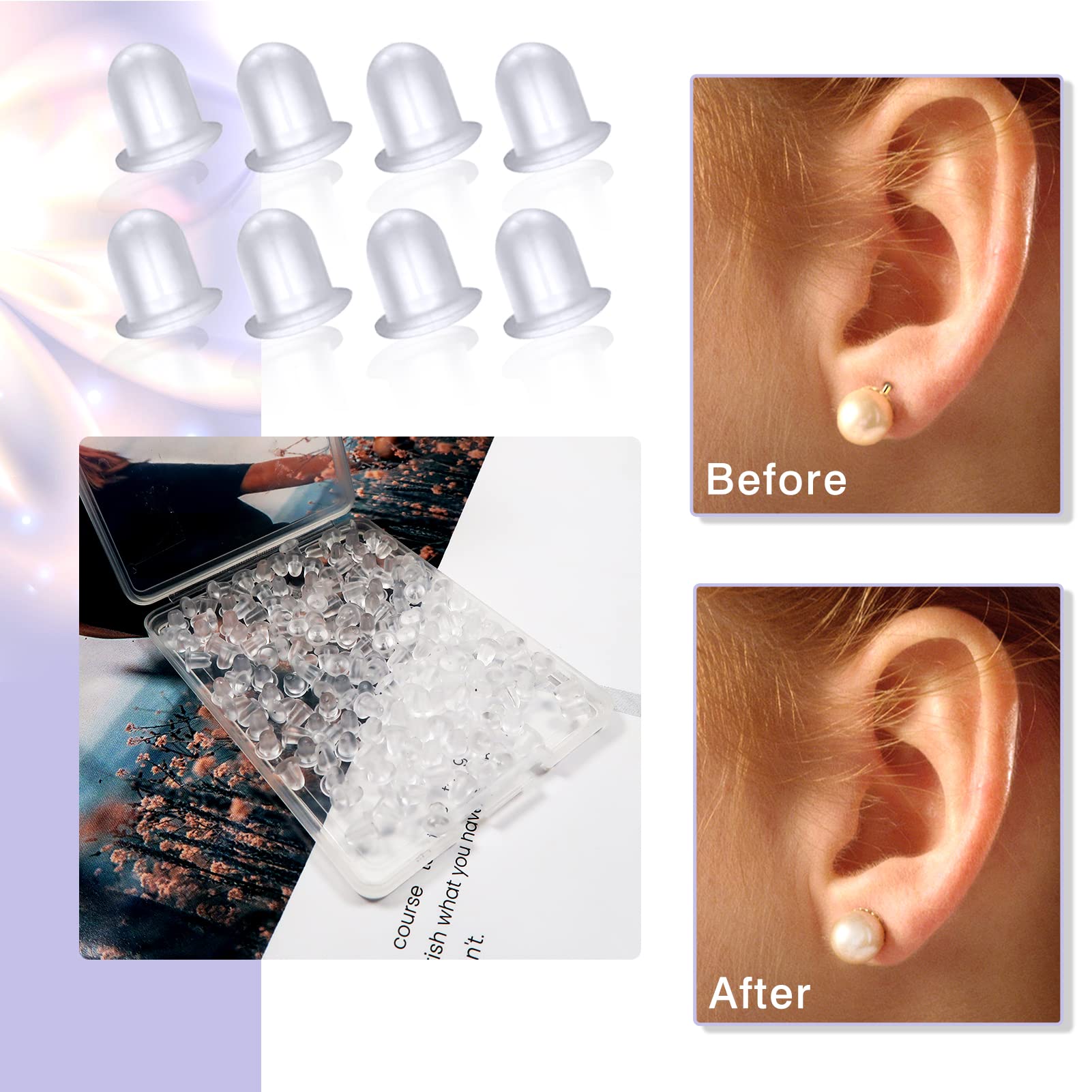 10 Pezzi Tappi Per Orecchini In Gomma Trasparente In Silicone - Foto 6