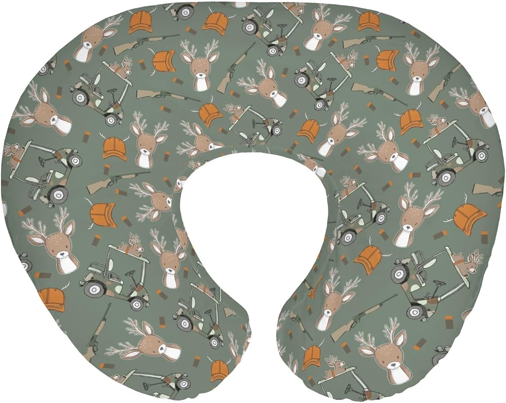 Boys Kids Hunting Baby Nursing Pillow Covers for Boy Girl Camouflage Deer Hunting Nursing Pillowcase for Breastfeeding Pillows Animal Hunt Hunter Soft Stretchy Slipcovers for Newborn Infant Green — 사진 1