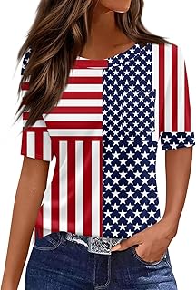 Women's 250 Years of Freedom Round Neck T-Shirts USA 250Th Anniversary Shirt American Flag Top for Women, S-2Xl