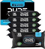 DUDE Wipes Flushable Extra-Large Unscented Wipes, 6-Pack 288 Count - Vitamin E & Aloe, Septic Safe for Whole Family