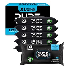 Dude Wipes - Flushable Wipes Unscented - 6 Pack 288 Count - Extra Large - Flushable - Vitamin-E