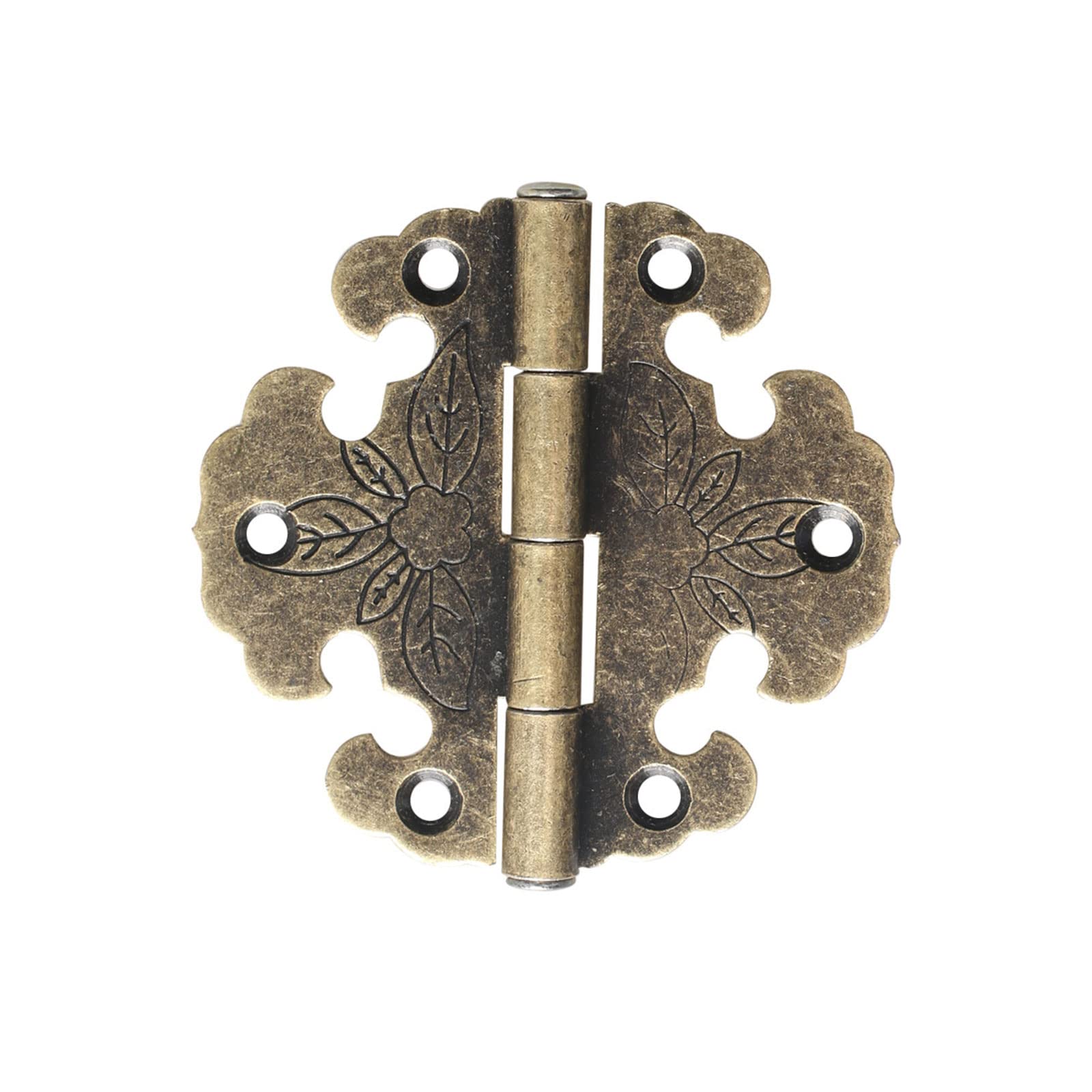 10Pcs Round Flower Hinges Antique Cabinet Zinc Alloy Decorative Furniture Chest Craft Round Hinged