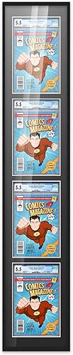 Miniatura 71 de Poster Palooza Marco de cómic con paspartú para 2 cómics CGC, CBCS o PGX Graded Comics – Marco de cómic negro para cómics de 8.125 x 13 pulgadas