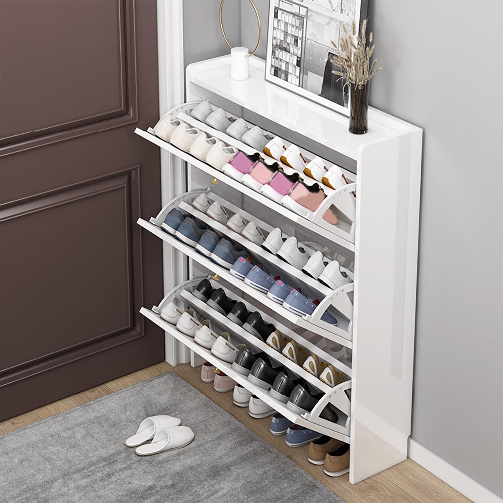 Shoes Cabinet, Shoe Storage Cabinet with 3 Flip Drawers