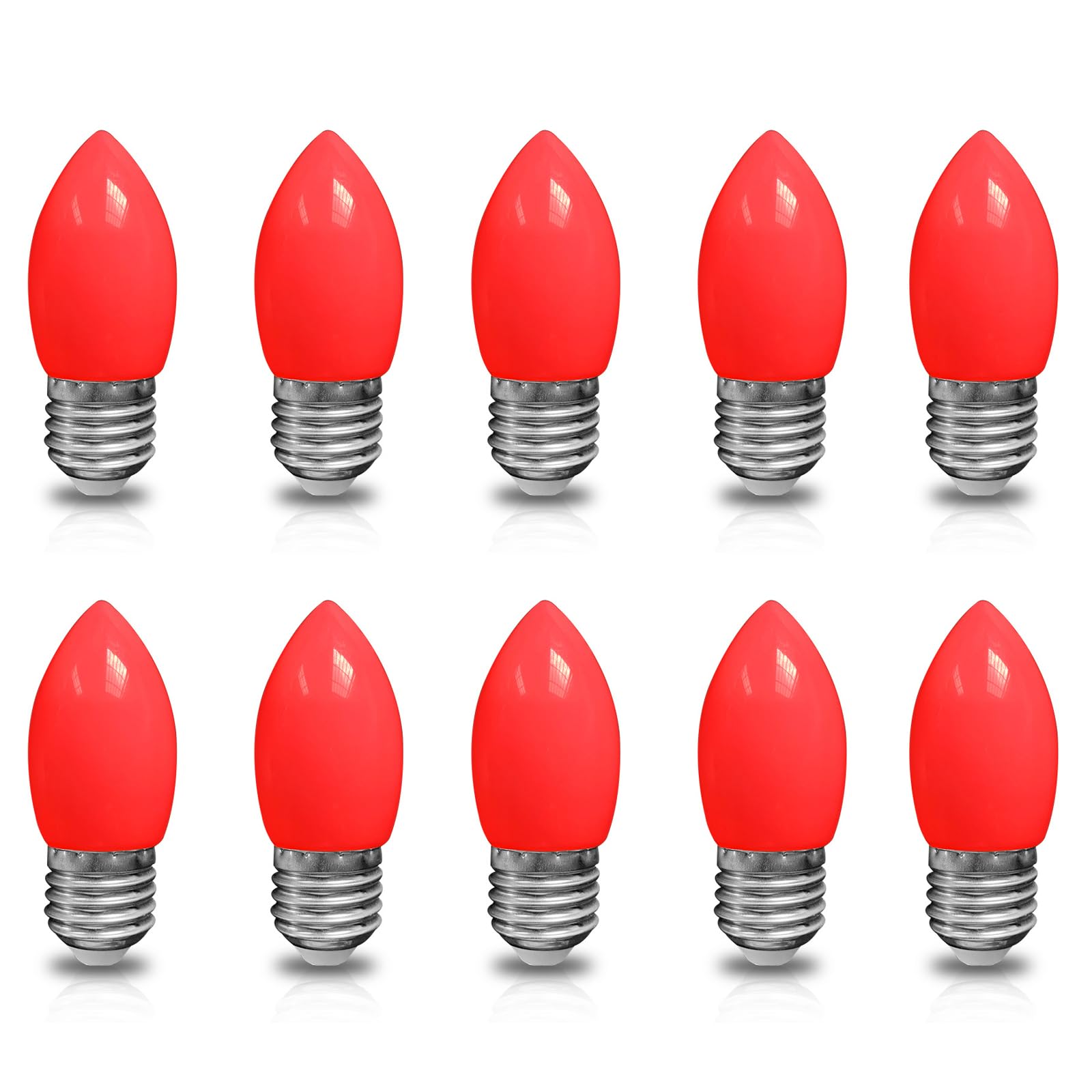 HUAMu E27 Coloured Light Bulbs 2W, Equivalent to 20W incandecent, SES Large Screw Light Bulb,Red for Fairy Lights,Party,Christmas Decoration,Pack of 10