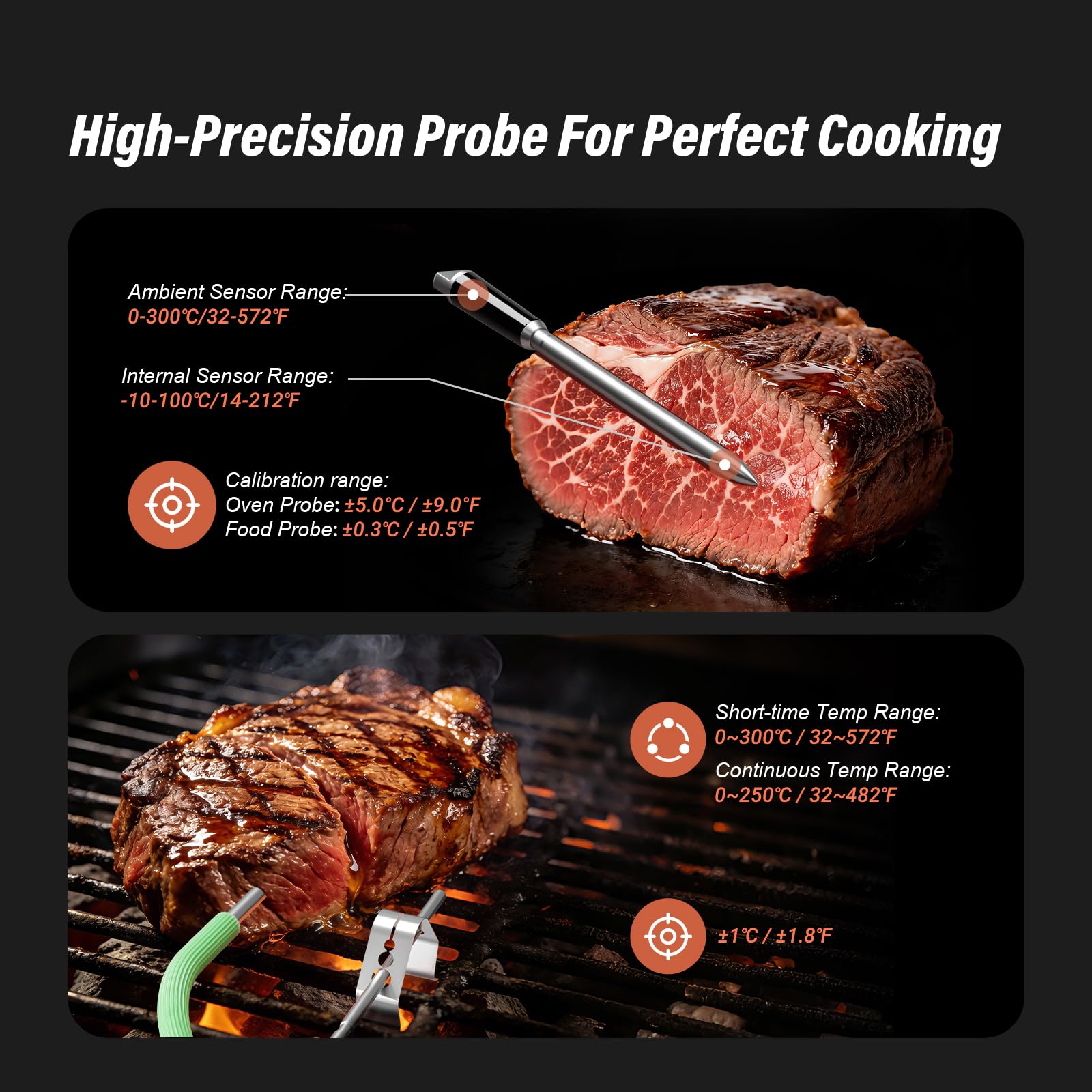 INKBIRD INDT-33-B - Termometro per carne senza fili, Bluetooth, IPX67, impermeabile, per forno, barbecue, affumicatore, cucina, arrosto