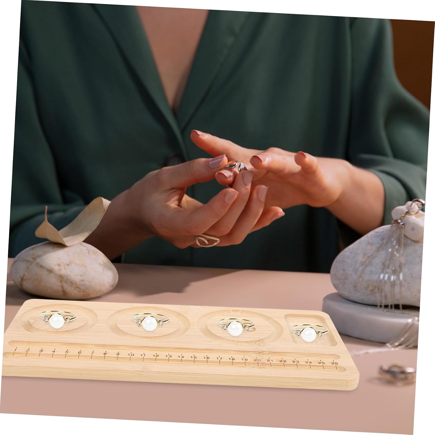Beavorty Wooden Bead Tray for DIY Jewelry Making Bracelet Design Board with Measurement Scale for Beginners and Professionals Beading Supplies for Crafting Bracelets