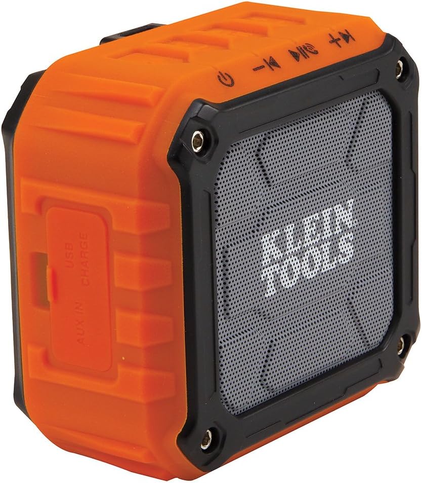 Klein Tools AEPJS1 Bluetooth Jobsite Speaker, Wireless Portable, IPX5, Hands-Free Calls