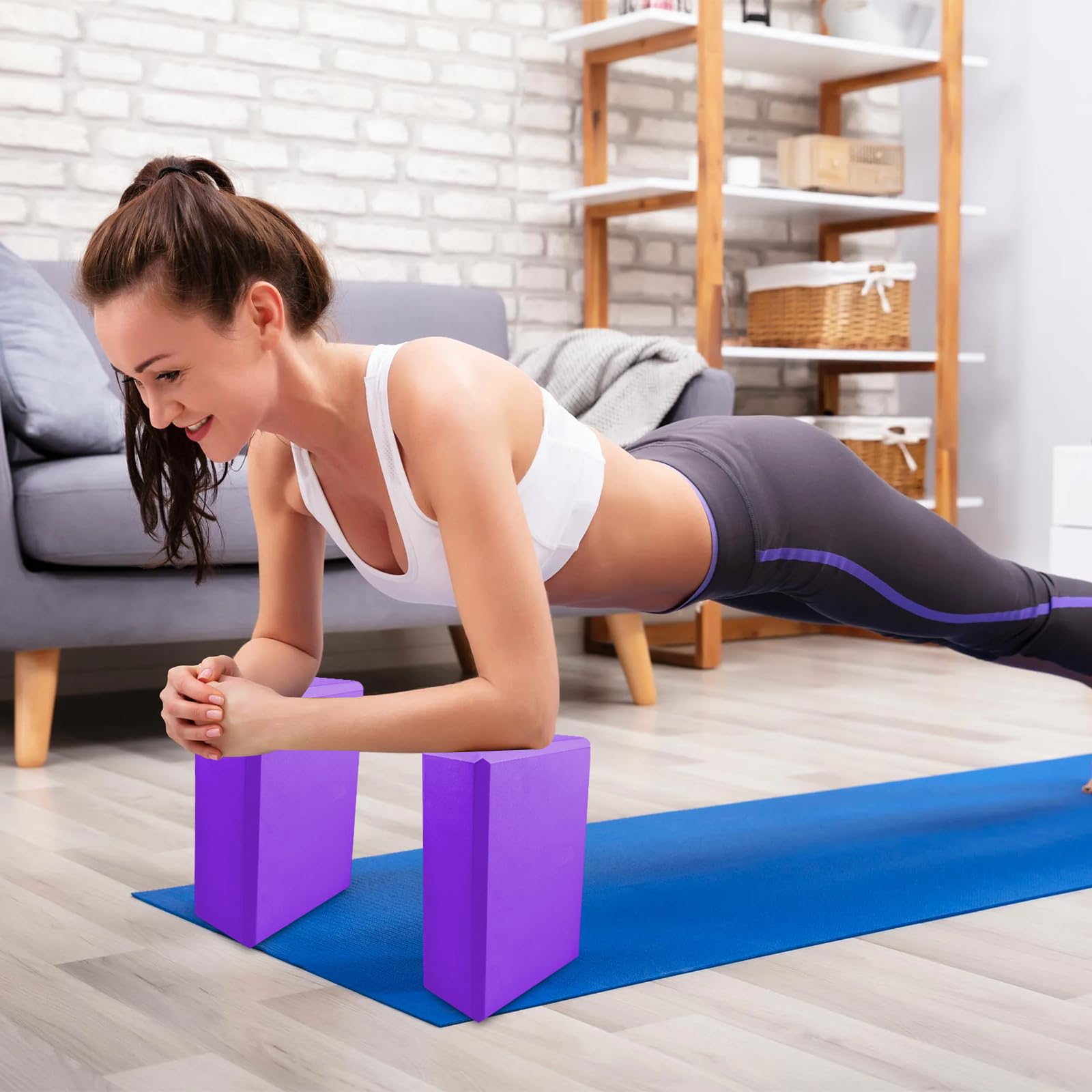 Lixiluxia 23×15×7.6cm Lot de 2 Brique Yoga, Bloc Yoga, Blocs de en Mousse EVA Haute Densité pour Améliorer l'équilibre et la Flexibilité pour le Pilates, Méditation