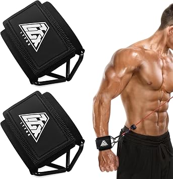 Wrist Cuffs for Cables Gym, Adjustable Wrist Straps for Cable Machines Lifting Neoprene Padded