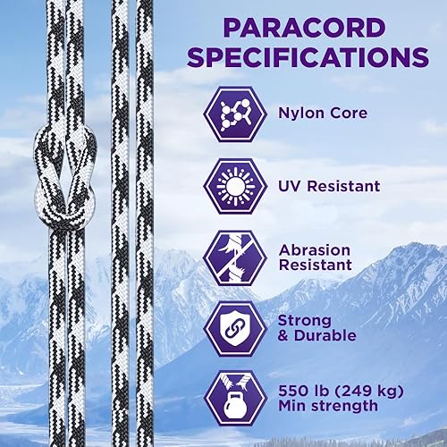 Vista 276 de TECEUM - Cuerda resistente 1000 de 1000 / 200 / 100 / 50 pies, más de 40 colores, cuerda para supervivencia y campamento, cuerda de nailon Patriot