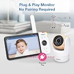 VTech VM919-2HD Baby Monitor, 7" 720p Screen, 2 Cameras, 360 Panoramic Viewing, 110 Wide-Angle View, Night Vision, Up to 1000ft Range, Secured Transmission No WiFi