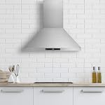 Hauslane Mont mural à hotte de portée 36" Hotte d'évent de cuisine à conduits ou sans conduits 860CFM Hotte en acier inoxydable - 6 Vitesse, arrêt automatique, contrôle tactile, LED Lampes, filtres à baffles, WM-538
