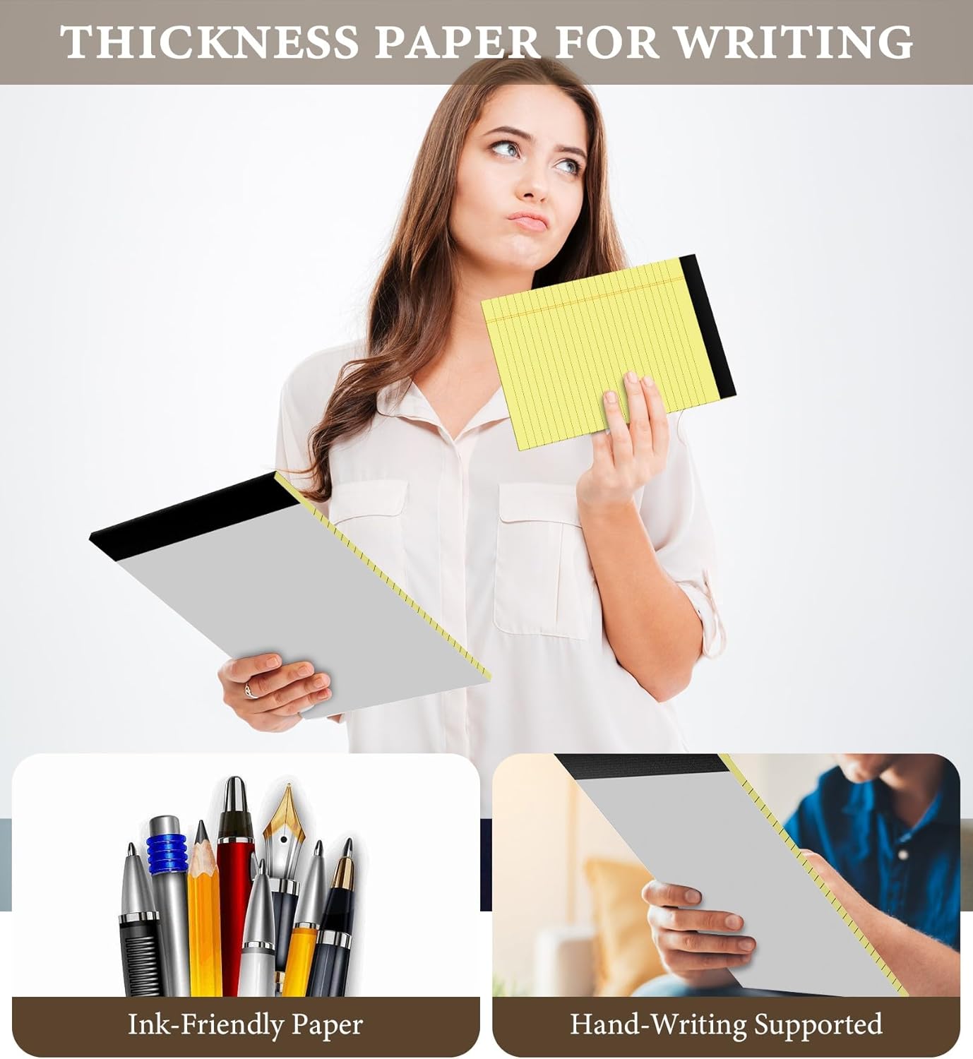 Legal Pads 8.5 x 11 Yellow Note Pads Wide Ruled, 12 Pack Yellow Notepad, 30 Sheets per Writing Pads, Micro Perforated Legal Pad 8 1/2 x 11 In, Well-Made Lined Note Pad Legal Note Pads for Notes