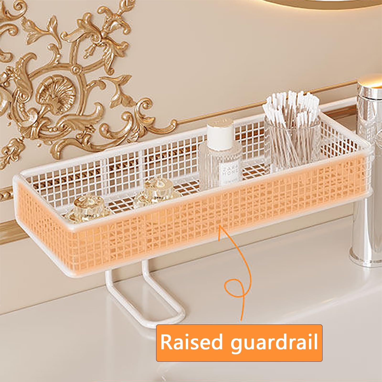Waschbecken Ablage, Waschbeckenregal Über Wasserhahn, Erhöhtes Geländer, Leicht zu Entleeren, Keine Installation Erforderlich(50cm/19.7in)