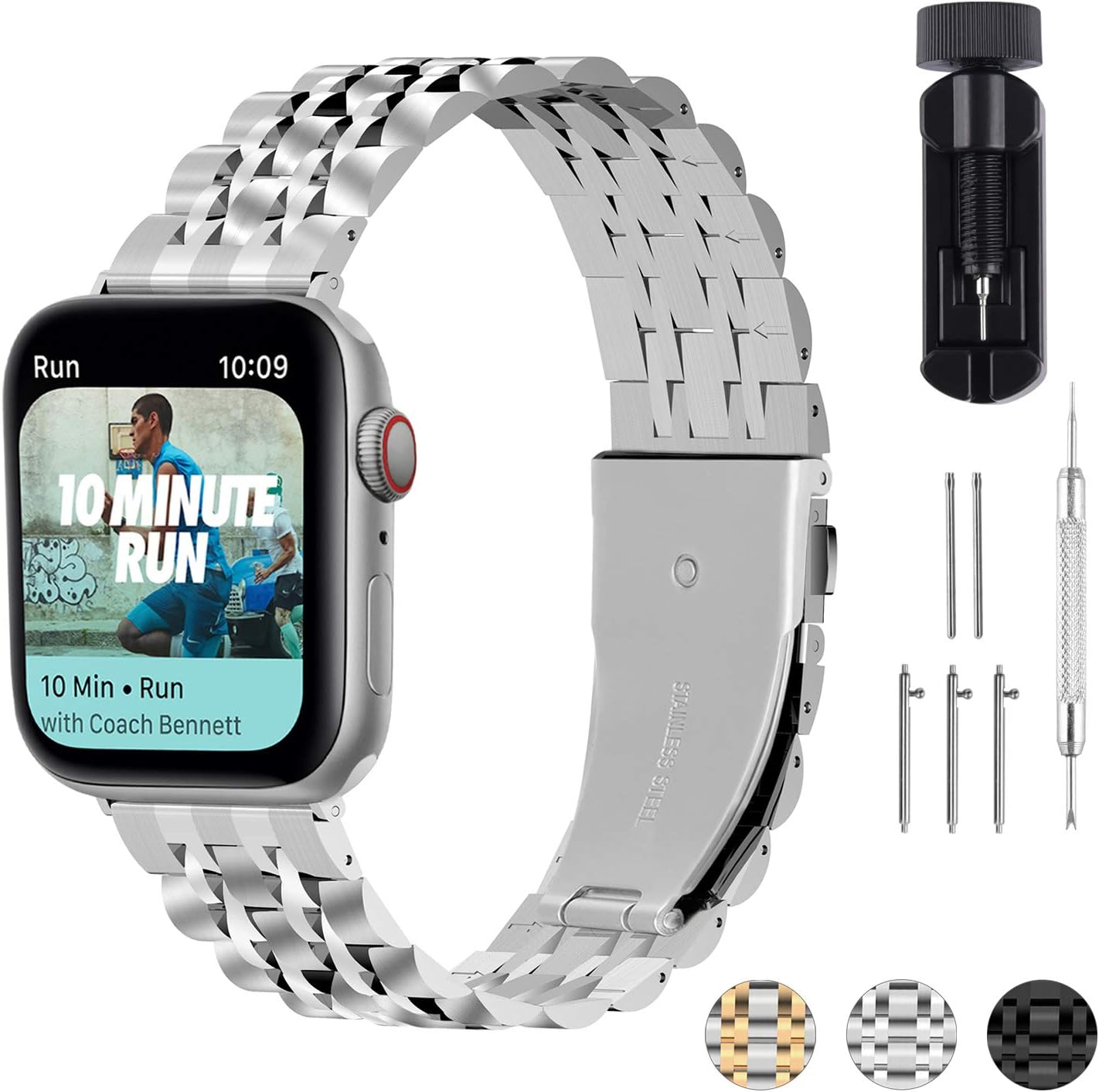 Product Deal 3 Colors Watch Band Compatible Apple Watch 38mm/40mm/41mm/42mm/44mm/45mm, Fullmosa Armor Stainless Steel iWatch Band for iWatch Series SE/7/6/5/4/3/2/1, Matte Silver+Polished Silver 40mm 41mm Flash Deals - 40% OFF 3 Colors Watch Band Compatible Apple Watch 38mm/40mm/41mm/42mm/44mm/45mm, Fullmosa Armor Stainless Steel iWatch Band for iWatch Series SE/7/6/5/4/3/2/1, Matte Silver+Polished Silver 40mm 41mm