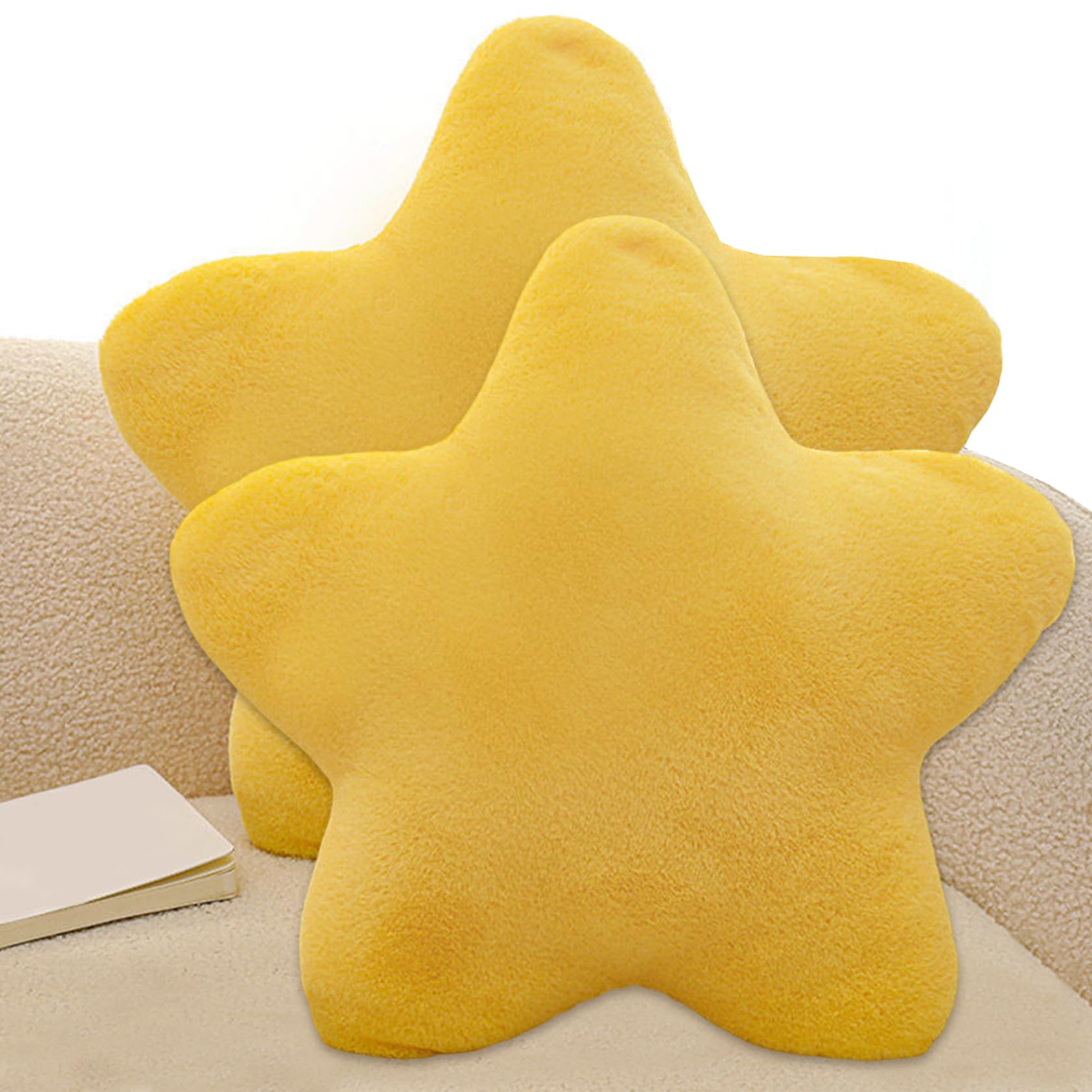 Wedhapy 2Pcs Star Pillow, 12 Inch Star Shaped Plush Pillow, Cute Cuddly Sofa Cushion Decorative Fluffy Cushion for Living, Bedroom Play Room, Pillows for Kids