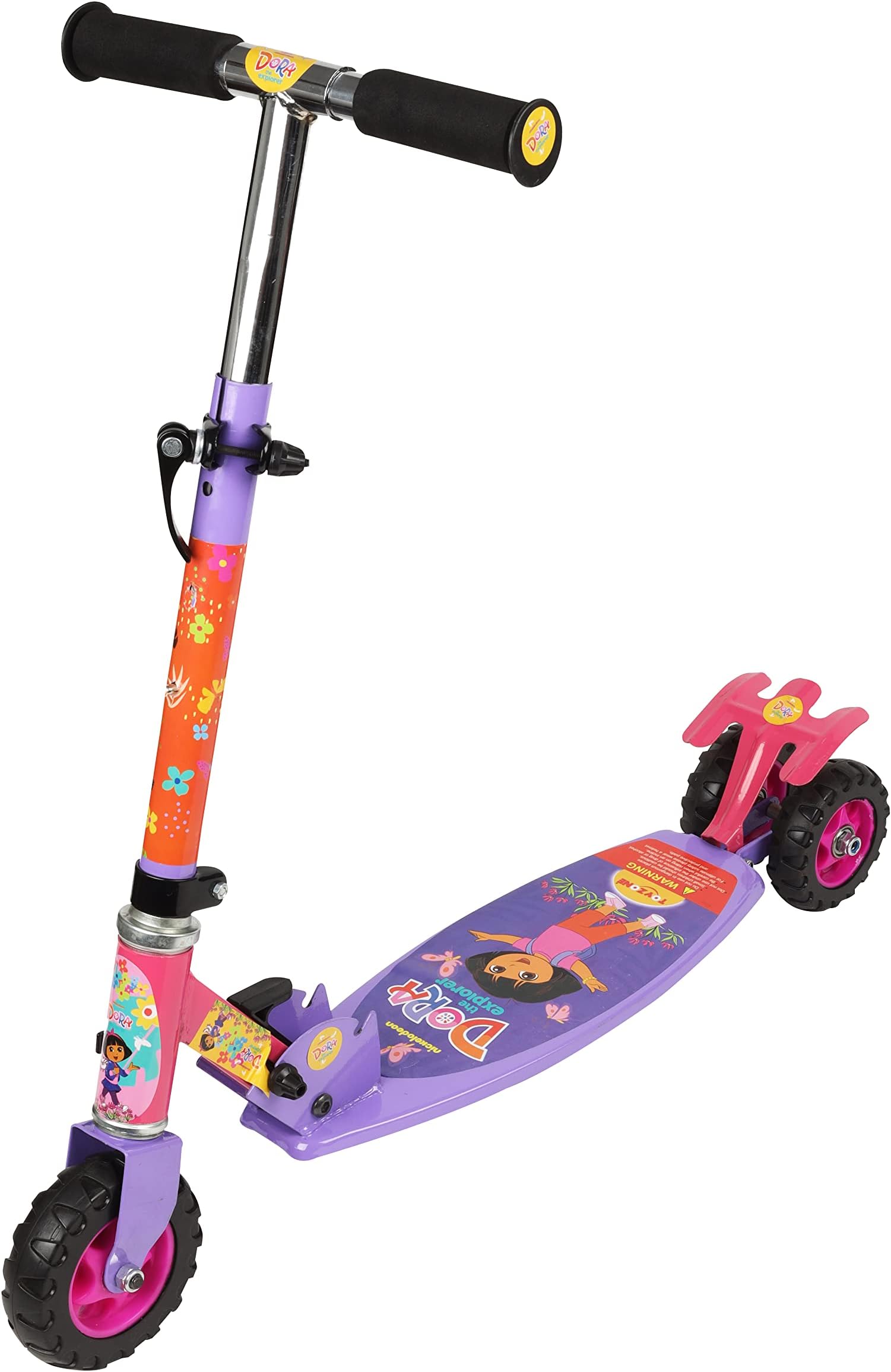 TOY ZONE Scooter Oval -Kids Skate Ride on|Smart Kick Scooter|Adjustable Height and Rear Brake|Foldable Scooter|for Kids Age 6+ Years (Dora Scooter Oval), Multicolor