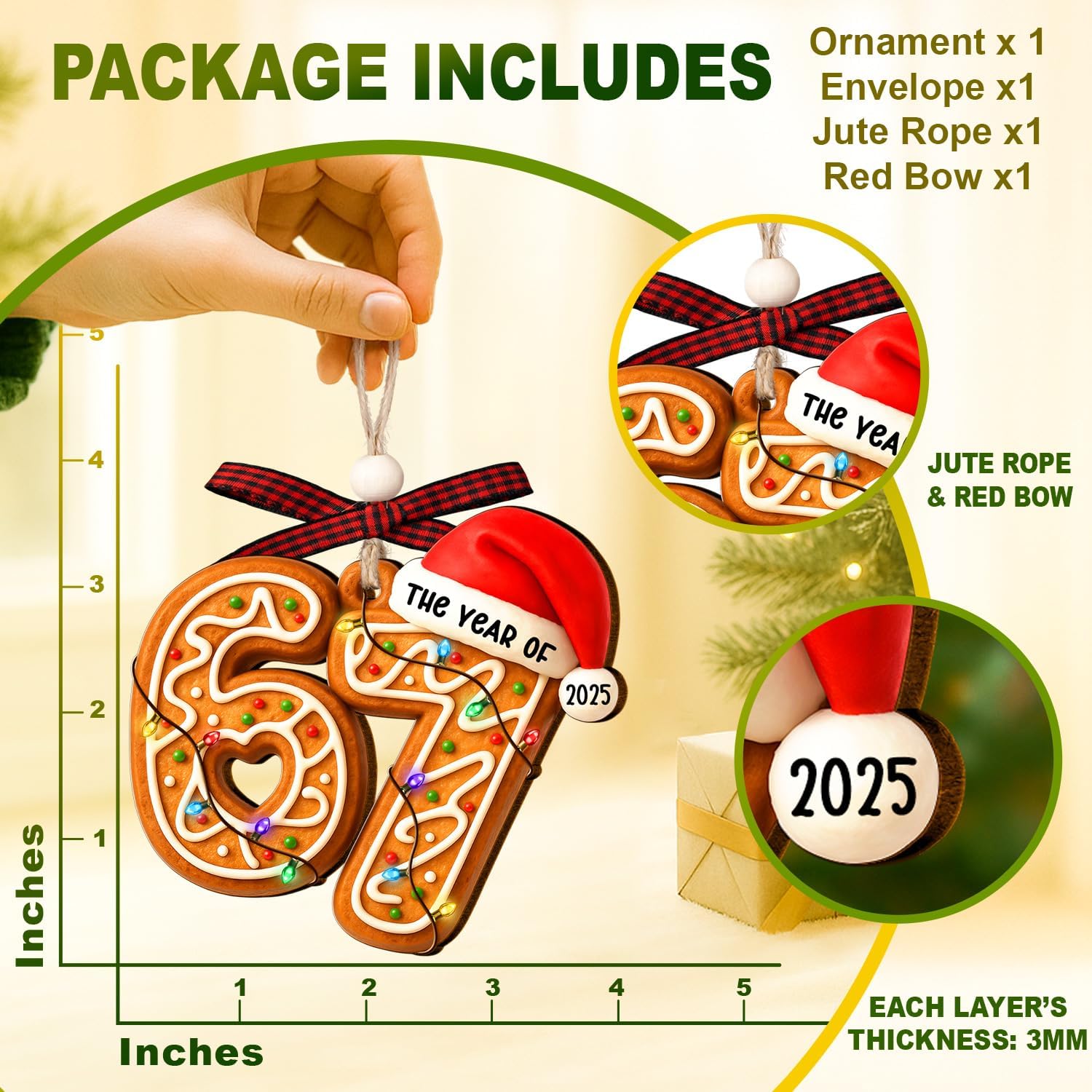 67 Ornament - Gingerbread 6 7 Christmas Ornament - Funny 67 Christmas Ornaments - 67 Meme Gag Gift For Kids, Girls - Trendy Stocking Stuffers For Teens - Acrylic 6 7 Trending Ornaments Decoration 2025