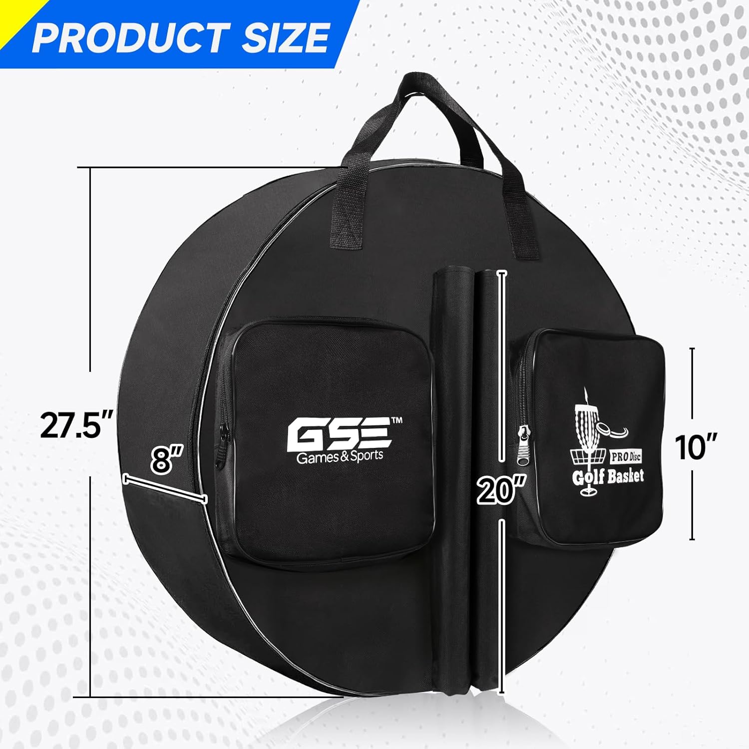 GSE Games & Sports Expert Disc Golf Basket Carrying Bag, Golf Frisbee Transit Bags, Portable Storage Bag for 12-Chain/24-Chain Golf Targets Basket